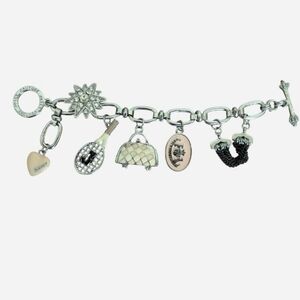 Juicy Couture Silver and Pink Charm Bracelet